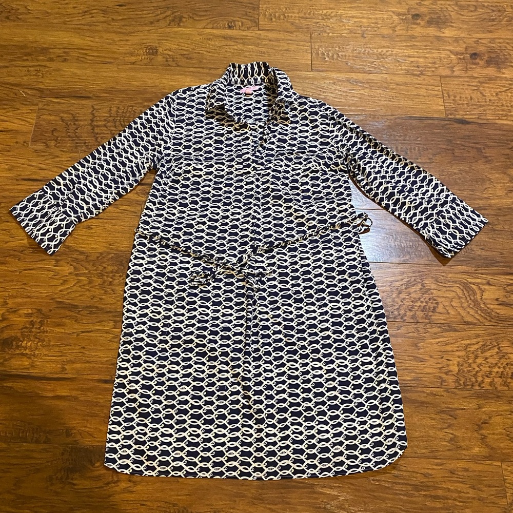 Lilly Pulitzer Dark Blue 3/4 Sleeve Dress with belt